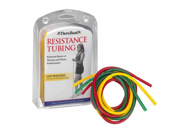A set of low resistance Thera-Band 3 x 1.5m tubings