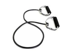 Rzemień rehabilitacyjny tubing Thera-Band z uchwytem gąbkowym 1,4 m (opór specjalnie mocny - czarny)