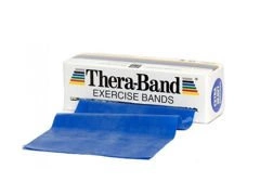 Taśma rehabilitacyjna Thera-Band 2,5m z ćwiczeniami (opór ekstra mocny - niebieska)