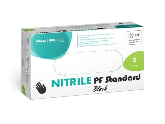 Rękawice nitrylowe Master Glove Nitrile PF Standard Black 100 szt. 