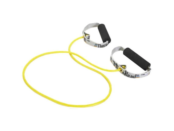 Thera-Band tubing with handle 1,4 m (weak resistance - yellow)