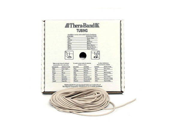 Rzemień rehabilitacyjny (tubing) Thera-Band 7,5 m w odcinkach (opór najsłabszy - beżowy)